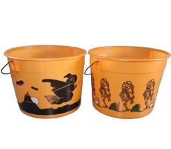 2x VTG HALLOWEEN Plastic Pail Bucket (Cardinal Packaging) Spooky Scary Skeletons - £10.75 GBP