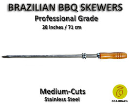 Medium Cuts - Set of 6 Brazilian Skewers for BBQ 28&quot; -  Professional Grade - £51.13 GBP