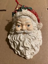 Santa Head Ornament Vintage 3.5” Seashell Shape - $12.86