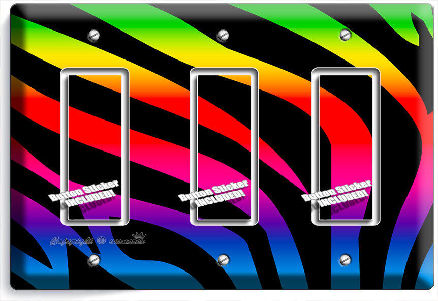 RAINBOW ZEBRA STRIPES ANIMAL PRINT LIGHT SWITCH OUTLET WALL PLATE HOME ART DECOR Item image 4