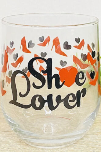 Great Wine Glass. Perfect for Shoe Lovers. Has Red Heels and Black Hearts. Item image 8