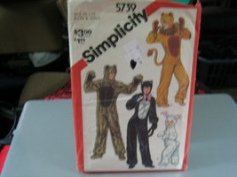 Simplicity 5739 Kid&#39;s Bunny, Lion, Kitty &amp; Bear Costume Pattern - Size 1... - $6.24