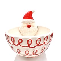 Deck the Halls, Ya&#39;ll Santa Bowl 5 x 4.5 White with Red Accents - £8.70 GBP