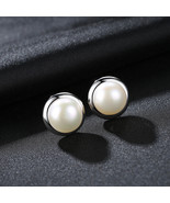 Pearl Stud Silver Pin S925 Silver Drop Earrings Earrings Bezel Set With ... - £25.94 GBP