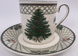 Mikasa Heritage Christmas Story 3 3/8 in Flat Cup &amp; Saucer - £11.24 GBP