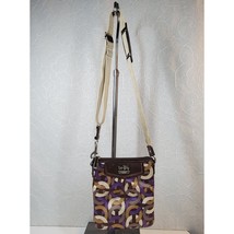 Coach Signature Cs Chain Link Op Art Bag Brown Purple Crossbody Fabric L... - $46.39