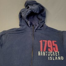 Fundy Resort Zip Hoodie 1795 Nantucket Island Distressed Blue Medium - $17.72