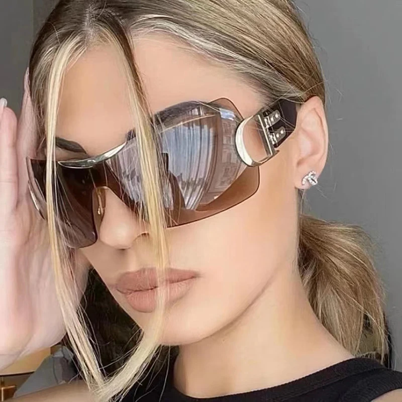 Es women 2023 new fashion brand rimless sun glasses men square shades frameless goggles thumb200