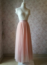 Blush Pink Pleated Tulle Skirt Women Custom Plus Size Long Tulle Skirt image 4