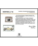 USPS PS59 Souvenir Card, Mophila&#39;85, Germany Mereides and US car stamp, ... - €4,54 EUR