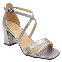 Naturalizer Women Block Heel Cross Strap Sandals Tiff Size US 4M Pewter Silver - £67.05 GBP
