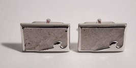 SWANK Cufflinks Silver Tone / Chrome Cross Hatch Textured and Smooth Modern - £7.41 GBP