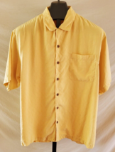 Tommy Bahama Yellow Silk Jacquard Button Down Shirt Mens Size Large Shor... - $19.79