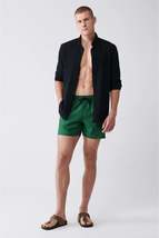Men&#39;s Green Quick Dry Standard Size Straight Swimwear Marine Shorts E003801 - £23.77 GBP