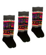 3 x Women's black bed socks woven in colorful Bolivia of alpaca and llama wool - £25.16 GBP