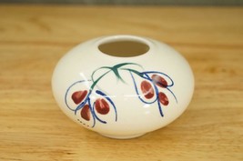 Vintage Signed Studio Art Pottery 1995 Ikebana Bulb Vase Flower Design - £21.08 GBP