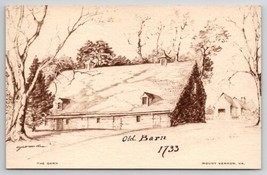 Mount Vernon VA Old Barn 1733 Art By Elizabeth O&#39;Neil Verner Postcard N21 - £6.23 GBP