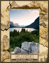 Glacier National Park Montage Laser Engraved Wood Picture Frame Portrait... - £41.87 GBP