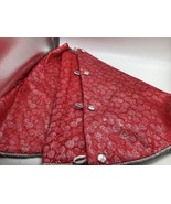 Martha Stewart Christmas Tree Skirt 52&quot; Ornaments Red Silver Button Clos... - £17.75 GBP