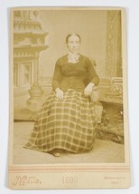 Manchester Iowa Women Plaid Skirt 1890 Mills Studio Cabinet Card Photo AC27 - £13.40 GBP