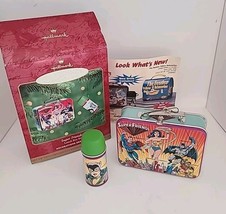 DC Comics Hallmark Christmas Ornament Super Friends Lunch Pail Thermos W... - $186.74 MXN