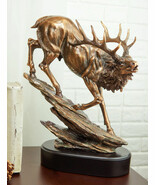 Large Bellowing Wapiti Bull Elk Deer Rustic Bronze Electroplated Finish ... - $164.76 CAD