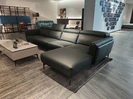 Right/Left Corner Sofa 4 Seater Adjustable Headrest Real Leather Made to Order - £2,416.61 GBP