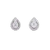 14K Solid White Gold Solitaire Diamond Studs - £476.32 GBP