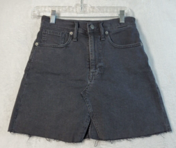 Madewell Rigid Denim A Line Skirt Womens Size 24 Black Cotton Pockets Belt Loops - £10.72 GBP