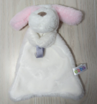 Ebba White pink ears puppy dog baby Security Blanket lovey pacifier holder - $7.83