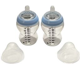 Tommee Tippee Baby Bottles 9oz Set of 2 w/ Extra Nipples Blue Used image 2