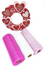 Valentine&#39;s Day Decorative 10&quot; Wide Deco Mesh Ribbon Rolls (Fuchsia, Pink, White - £24.18 GBP