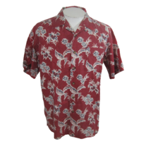 PCH Men Hawaiian camp shirt pit to pit 23 aloha luau tropical red floral M - $19.79