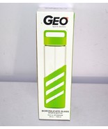 GEO Green Reusable Durable Sports Bottle Borosilicate Glass BPA Free - £9.46 GBP