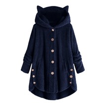 Fashion Hoodies Women Jacket Button Coat worl Tops Hooded Pullover Loose Blouse  - £53.67 GBP