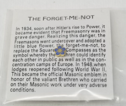 Masonic Forget-Me-Not Lapel Pin WWII Freemason Emblem with Card 1999 Ill... - $6.60