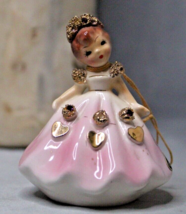Josef Originals Cali February Month Tilt Head Pink Heart Valentine Figurine - £45.26 GBP