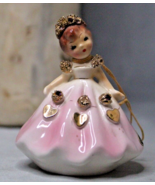 Josef Originals Cali February Month Tilt Head Pink Heart Valentine Figurine - £45.46 GBP
