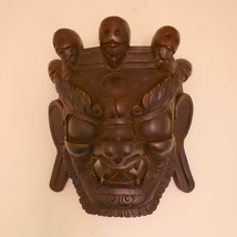 Nepalese Wooden Oxidized Bhairab Mask Wall Hanging 12&quot; - Nepal - £160.25 GBP