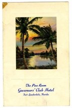The Pine Room Menu Governors&#39; Club Hotel Fort Lauderdale Florida 1940&#39;s - $79.22
