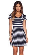 NWT Joie Chikara in Navy Blue &amp; Porcelain Stripe Fit &amp; Flare Dress L $258 - £49.56 GBP