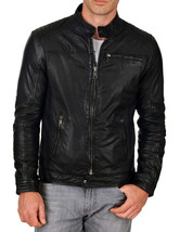 Mens Leather Jacket Stylish Genuine Lambskin Motorcycle Bomber Biker Jac... - $117.50