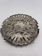 Wallace Trivet Silverplate Ornate Engraved Floral Footed 6.25&quot; Round Vintage - £13.53 GBP