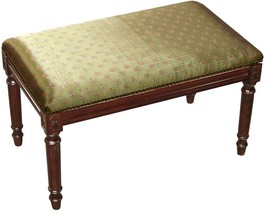 Bench Dragonfly Backless Olive Wood Stain Green Upholstery Cotton Hand-A... - $389.00