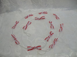 Red And White Plastic Christmas Bows Hanging Garland Home Decoration - $9.99