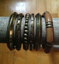 Stackable Metal Thin Studded Bangle Bracelet Boho Gypsy Festival Lot - $21.33