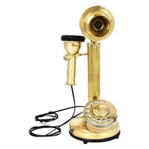 Gold Brass American Landline Telephone Antique Look Rotary Dial Candlestick - £72.17 GBP