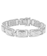 Uomo 4CT Taglio Rotondo 14K Oro Bianco Sopra Quadrato Link Braccialetto ... - €746,69 EUR