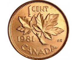 1981 Canadian 1 Cent Maple Leaf Twig Penny BU - £1.13 GBP