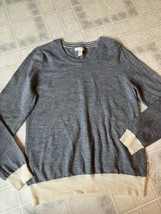 Banana Republic Size XL 100% Merino Wool Sweater Long Sleeve Gray Ivory ... - £28.64 GBP